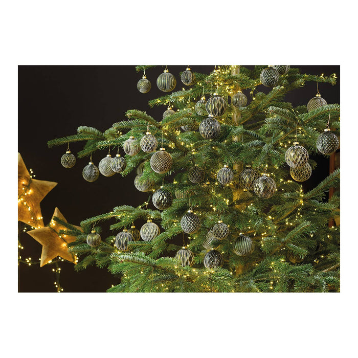 Glaskula för julgran, 4-pack, Grön/Guld Ø8cm