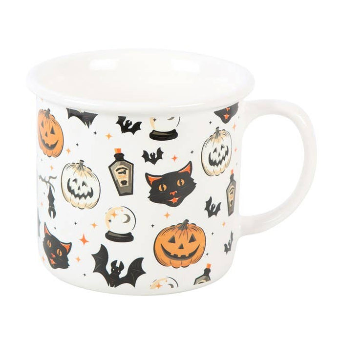 Spooky Cat and Pumpkin Print Mugg