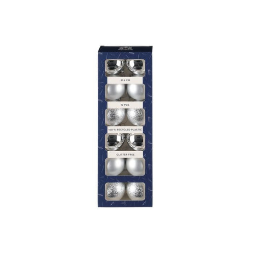 Kuusenpallo 6 cm 12 kpl hopea mix - Primica Tools