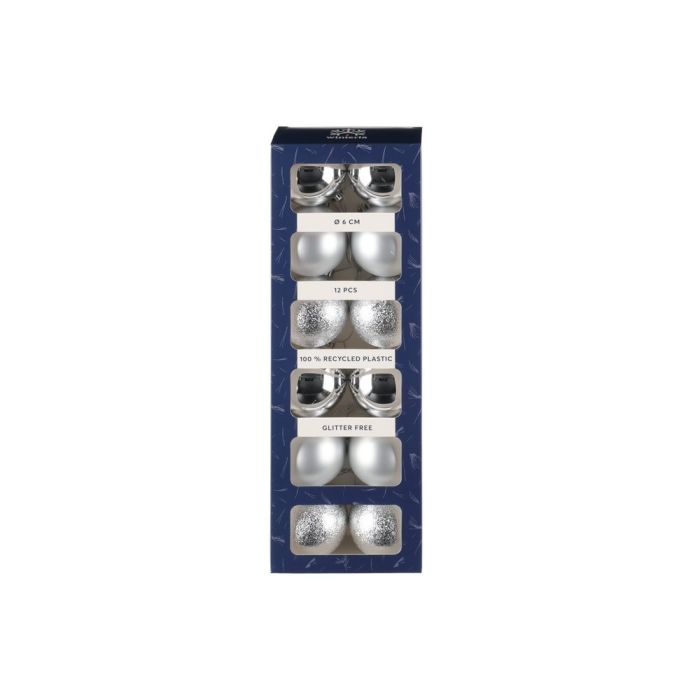 Kuusenpallo 6 cm 12 kpl hopea mix - Primica Tools