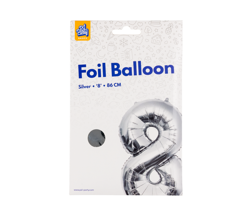 Folieballong 86 cm. - No.8 Silver