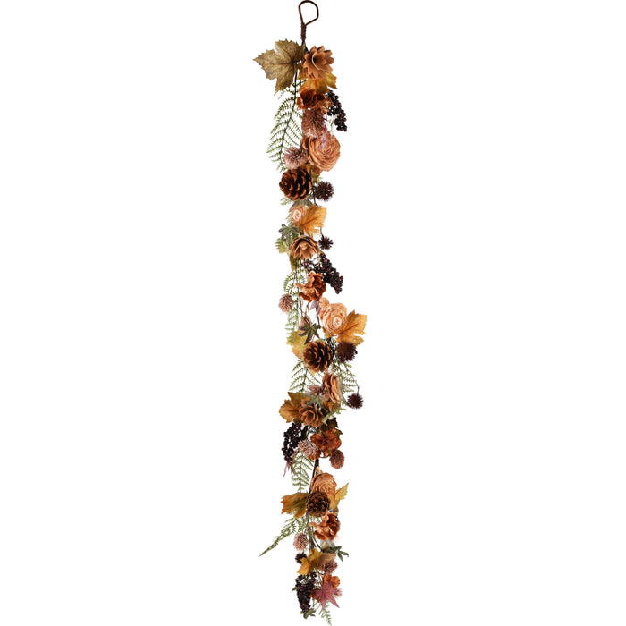 Dekorationsgirlang med pioner/kottar, 120 cm