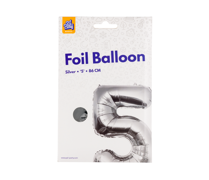 Folieballong 86 cm. - No.5 Silver
