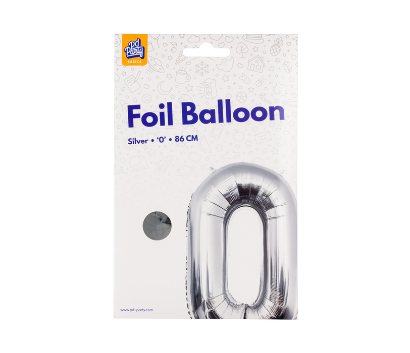 Foliebollong 86 cm – Nr. 0 i silver