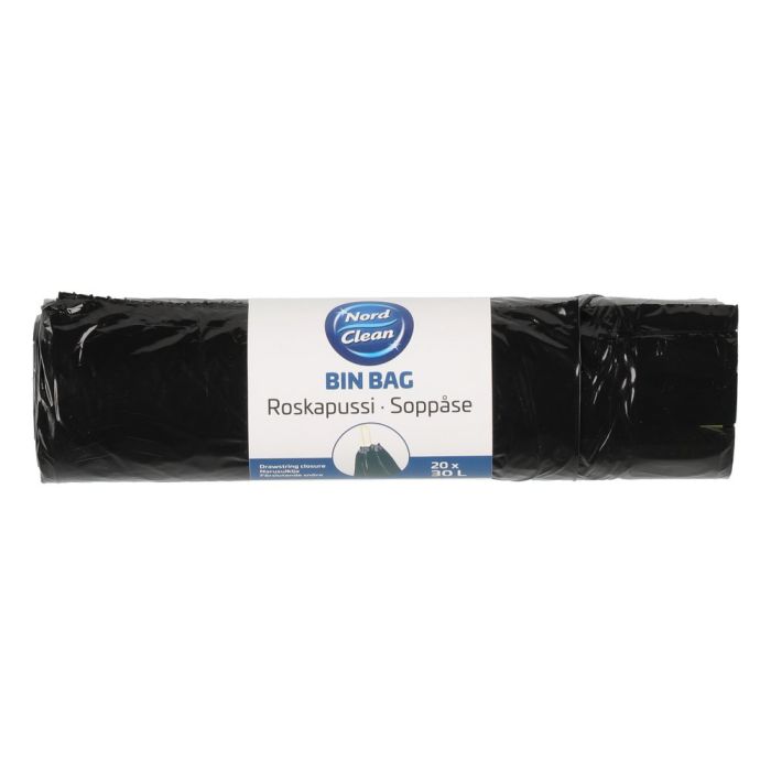 Nord Clean Roskapussi musta narusulkijalla 30 L 20 kpl