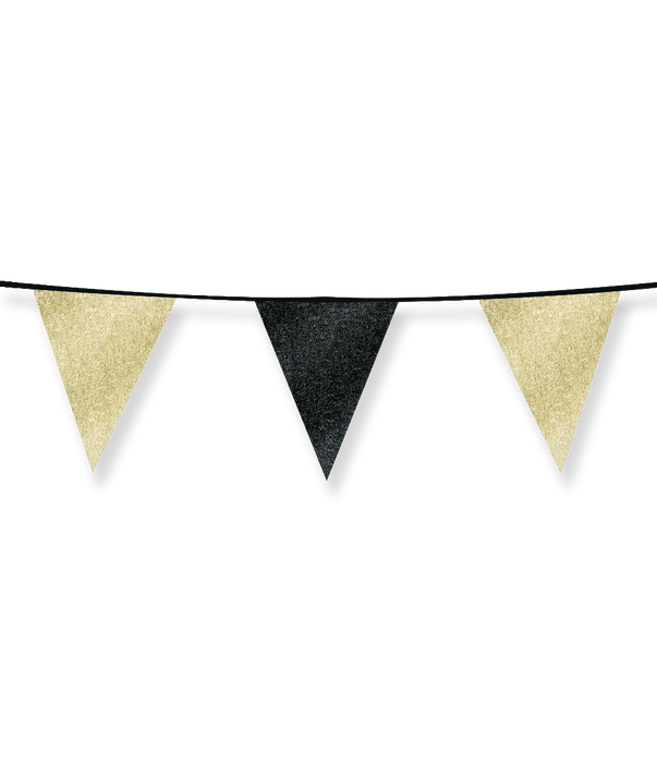 Glitterflaggor 16 x 20 cm - Guld och svart