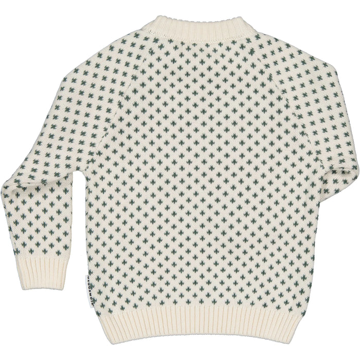 Stickad tröja Offwhite/green