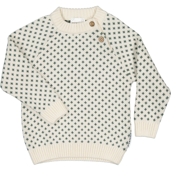 Stickad tröja Offwhite/green