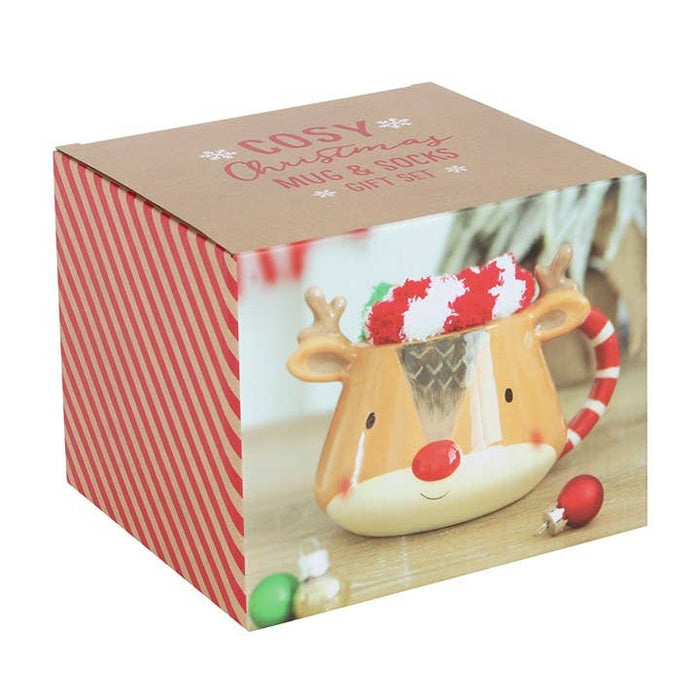 Christmas Reindeer Mugg och Strumpor Set
