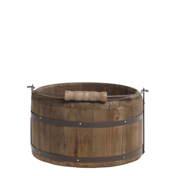 Bucket in wood w. handle