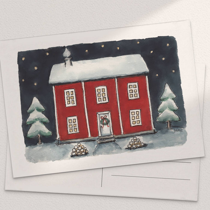 Röda huset och snölyktorna säsongens hälsningskort