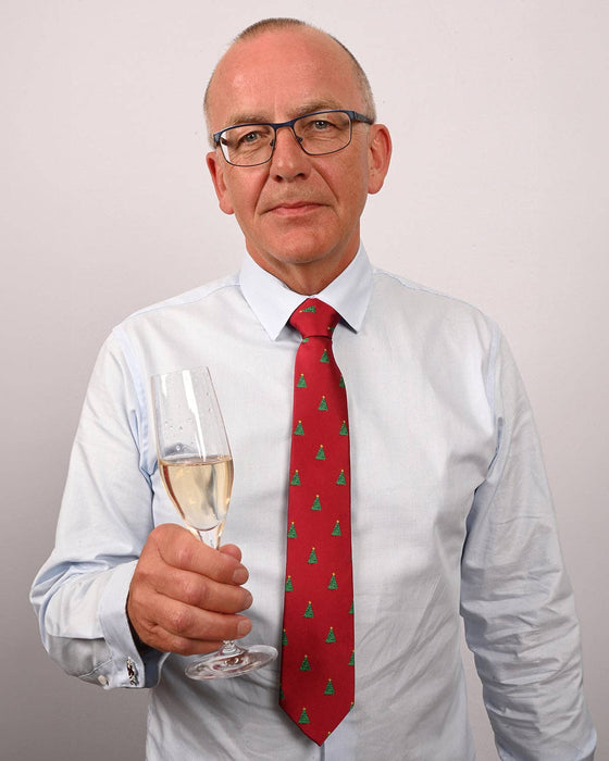 Slips - bordeaux med julgranar med stjärnor