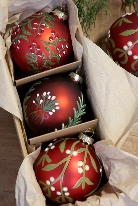 Christmas Baubles in box set of 3