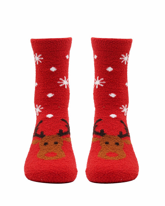 Fluffiga strumpor - röda med Rudolf