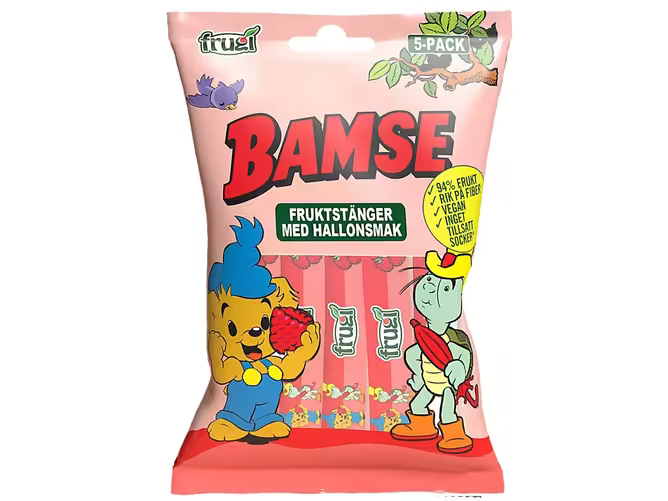 Bamse Vadelmanmakuiset Hedelmäpatukat 5 15 g