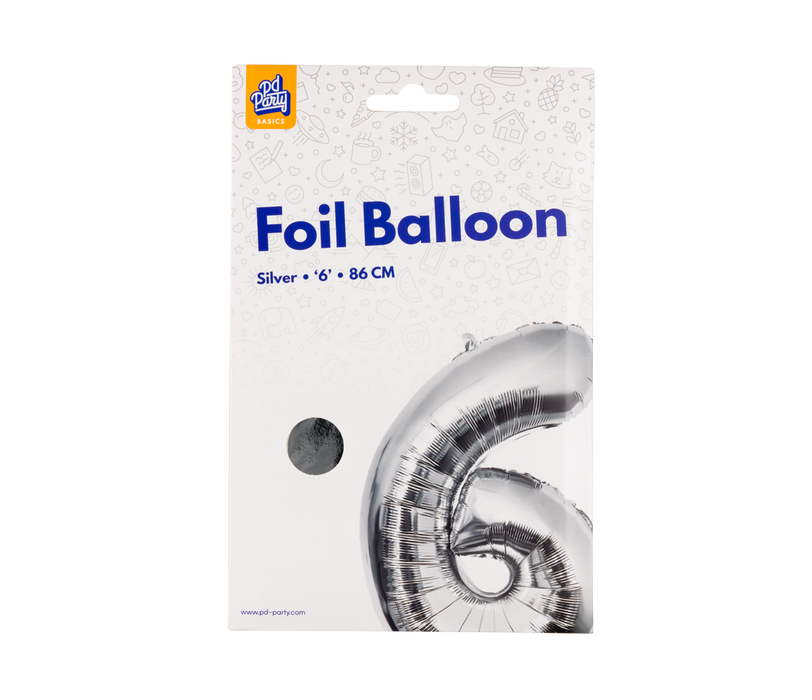 Folieballong 86 cm. - No.6 Silver