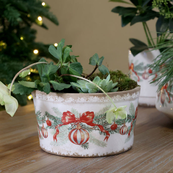 Tray w. Christmas bauble & bowH9.5/D16.5 cm cream