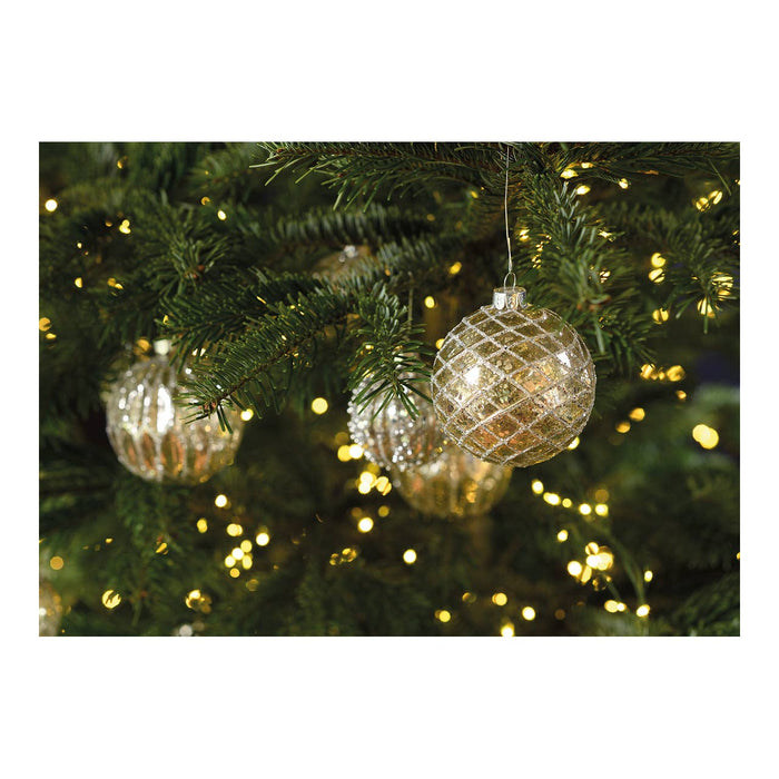 Julgranskula Glitter i glas, 4-pack, Silver Ø6cm