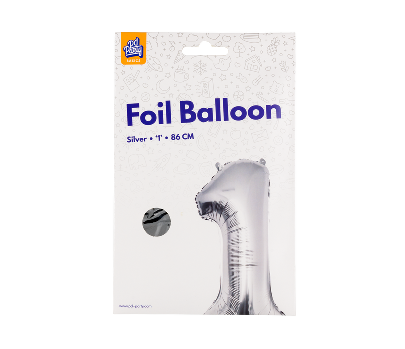 Folieballong 86 cm. - No.1 Silver