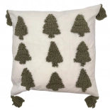 CUSHION COVER XMAS TASSEL GREEN