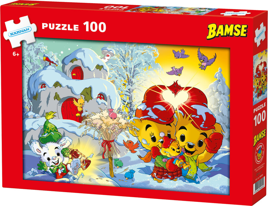Pappussel 100 bitar - Bamse julpussel