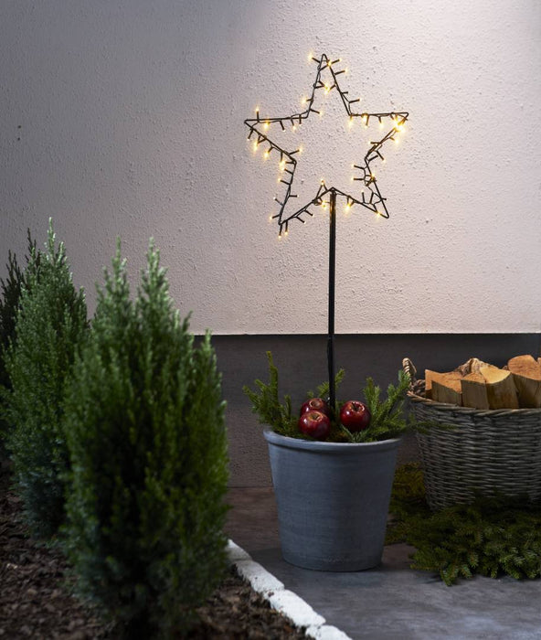 Spiky stjärna LED-dekoration svart 140 LED 73 cm