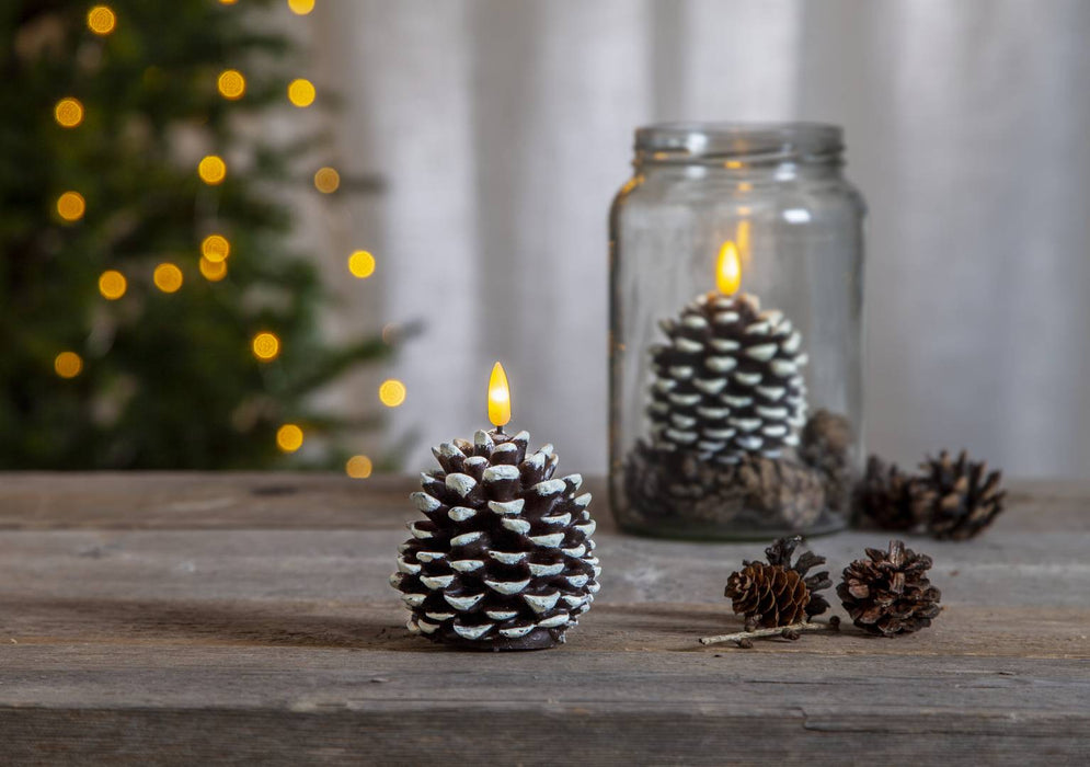 Flamme Cone LED ljus 10,5cm brun