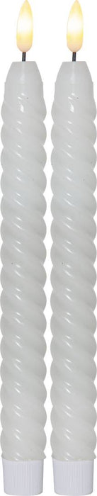 Flamme Swirl LED-antikljus 2-pack vit