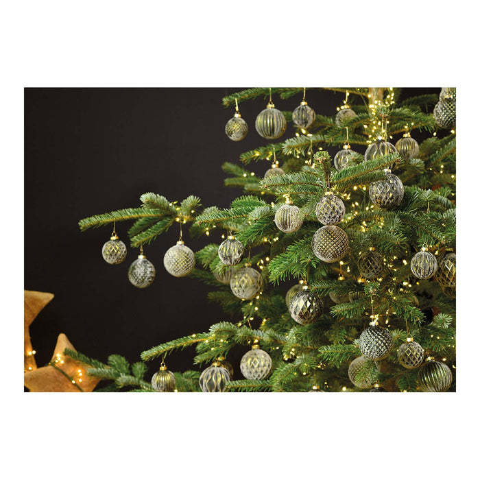Glaskula för julgran, 4-pack, Grön/Guld Ø8cm