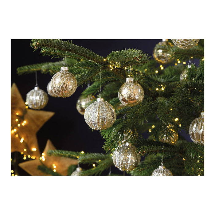 Julgranskula Glitter i glas, 4-pack, Silver Ø6cm