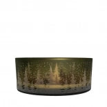 CANDLE HOLDER LOW BOWL WOODLAND GREEN