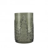 GLASS VASE / CANDLE HOLDER TREE GREEN