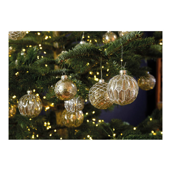 Julgranskula Glitter i glas, 4-pack, Silver Ø8cm