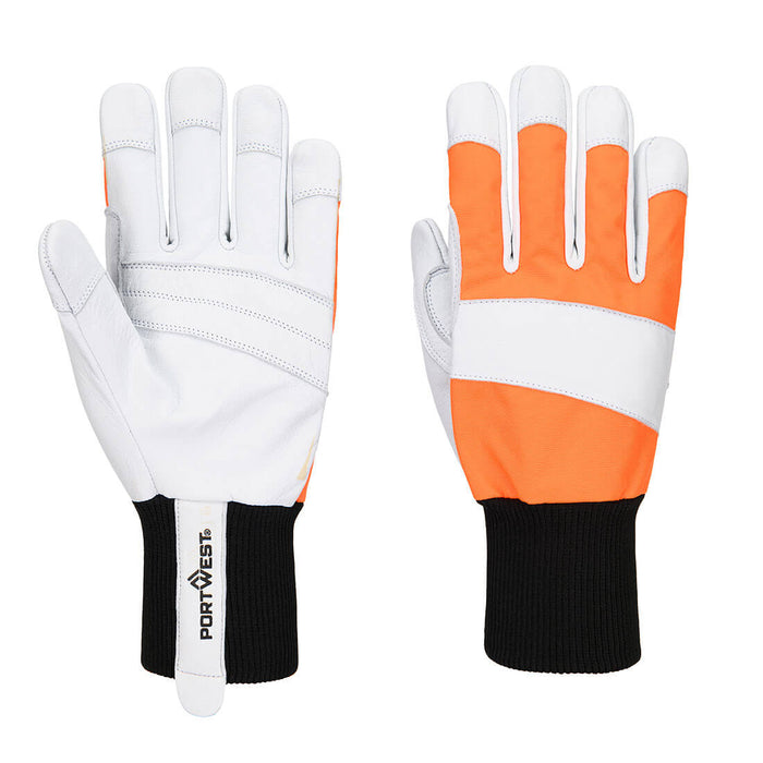 A291 - Chainsaw 150 Goat Leather Glove Class 1 Oranssi