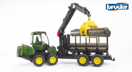 Bruder John Deere 1210E kuormatraktori kuormaajalla ja neljällä tukilla - Primica Tools