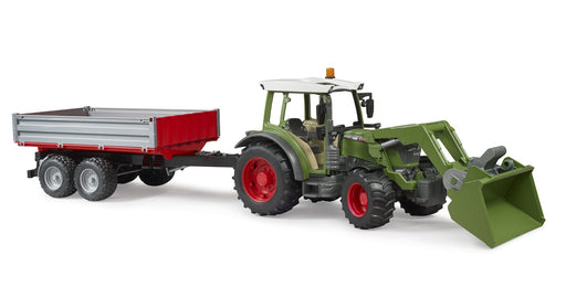 Bruder Fendt Vario 211 traktori etukuormaajalla ja perävaunulla - Primica Tools
