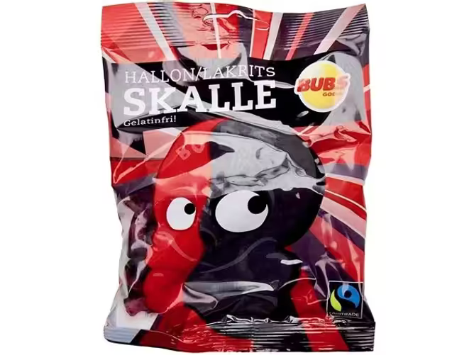 Bubs Skalle Hallon Lakrits 190g