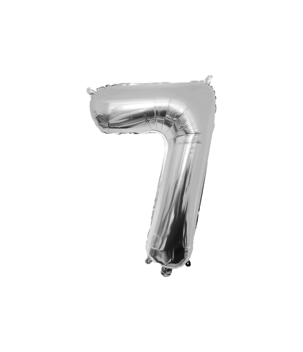 Foliebaseras ballong 86 cm – nummer 7 i silver