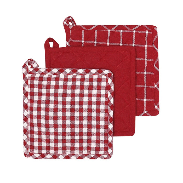 RECYCLED POT HOLDER RECYCLING, 3-ASSORTED, DARK RED/BEIGE