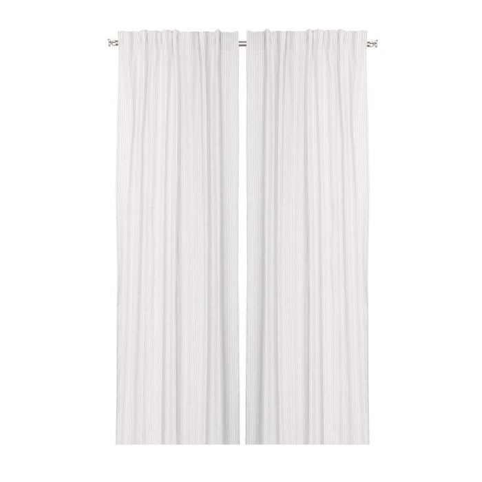 RECYCLED CURTAIN PANEL 2-PACK LINA, LINEN/WHITE