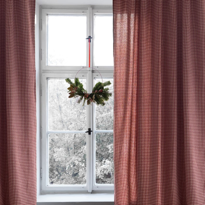 RECYCLED CURTAIN PANEL 2-PACK MADICKEN, DARK RED/LINEN 120x250cm
