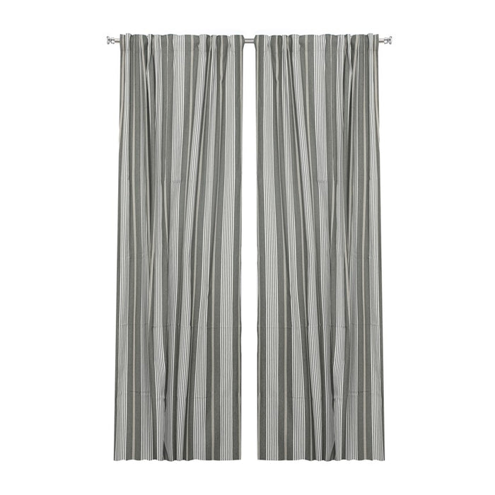RECYCLED CURTAIN PANEL 2-PACK HAMPUS, OLIVE GREEN/LINEN 120x250cm