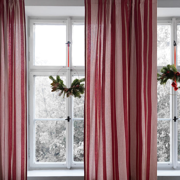 RECYCLED CURTAIN PANEL 2-PACK HAMPUS, DARK RED/LINEN 120x250cm