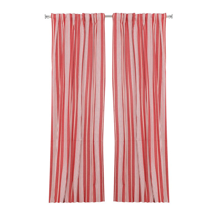RECYCLED CURTAIN PANEL 2-PACK HAMPUS, DARK RED/LINEN 120x250cm