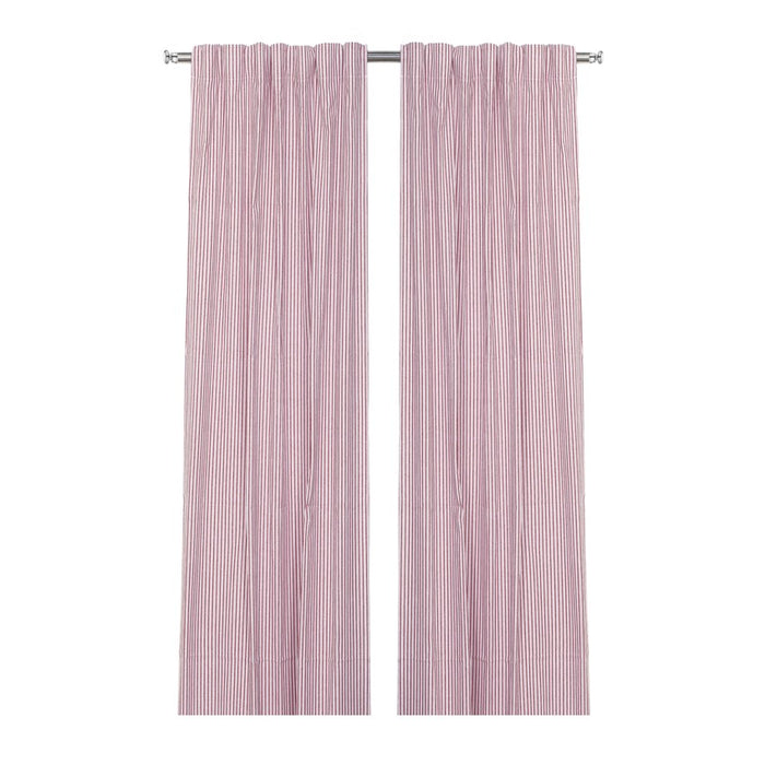 RECYCLED CURTAIN PANEL 2-PACK ALF, DARK RED/WHITE