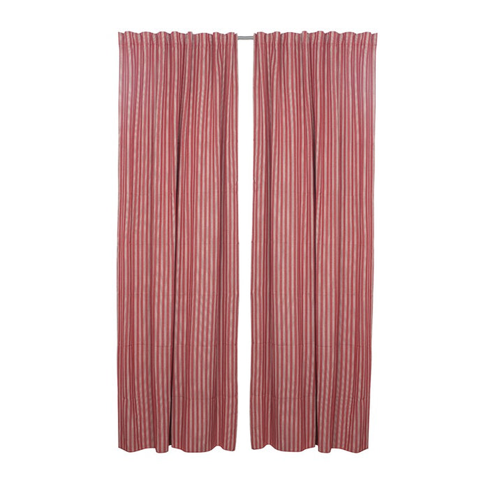 RECYCLED CURTAIN PANEL 2-PACK ANTONIA, DARK RED/LINEN