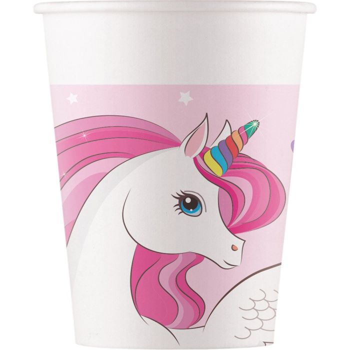 Kertakäyttömuki kartonki Unicorn Rainbow 200 ml 8 kpl
