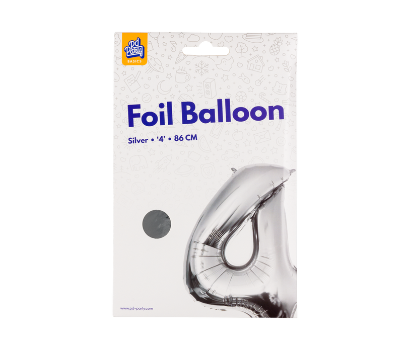 Folieballong 86 cm. - No.4 Silver
