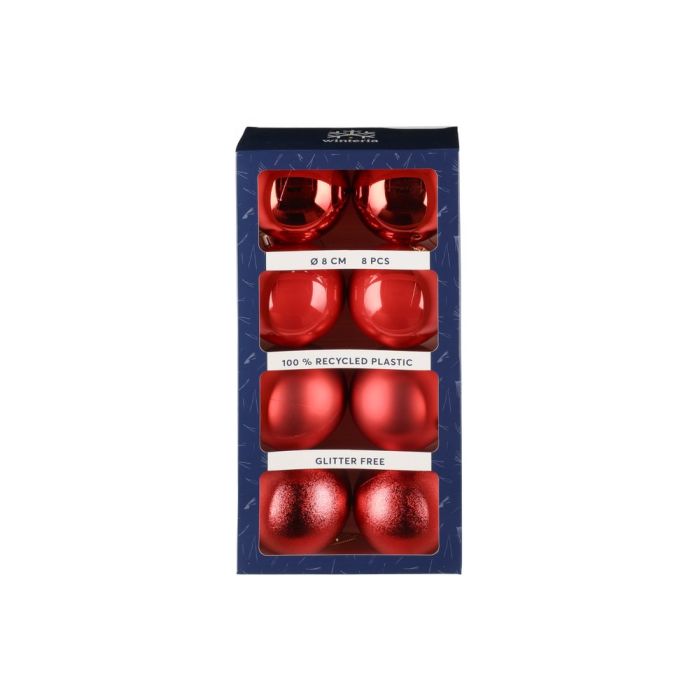 Kuusenpallo 8 cm 8 kpl punainen mix - Primica Tools