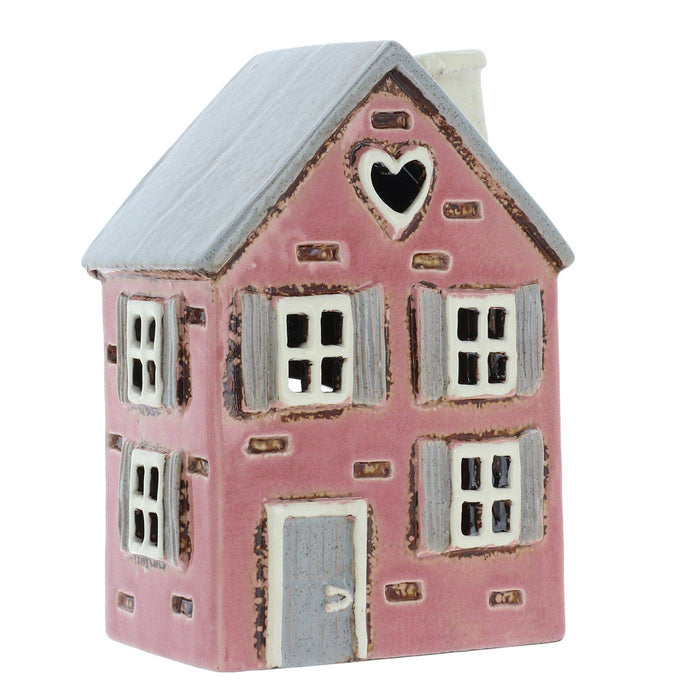Village Pottery Shutter House Ljushållare i rosa för värmeljus